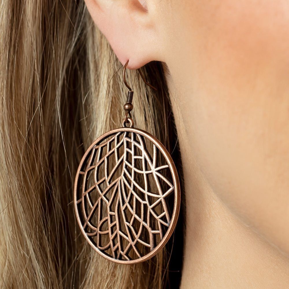 Copper foliage earrings